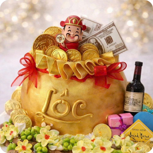 MẪU BÁNH KEM THẦN TÀI MAY MẮN